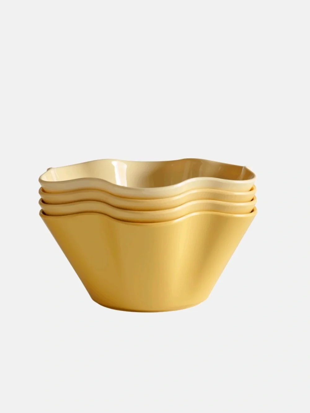 Set of 4 Yellow Ombré Floral-Shaped Dinnerware Bowls | Greg Natale | NIB